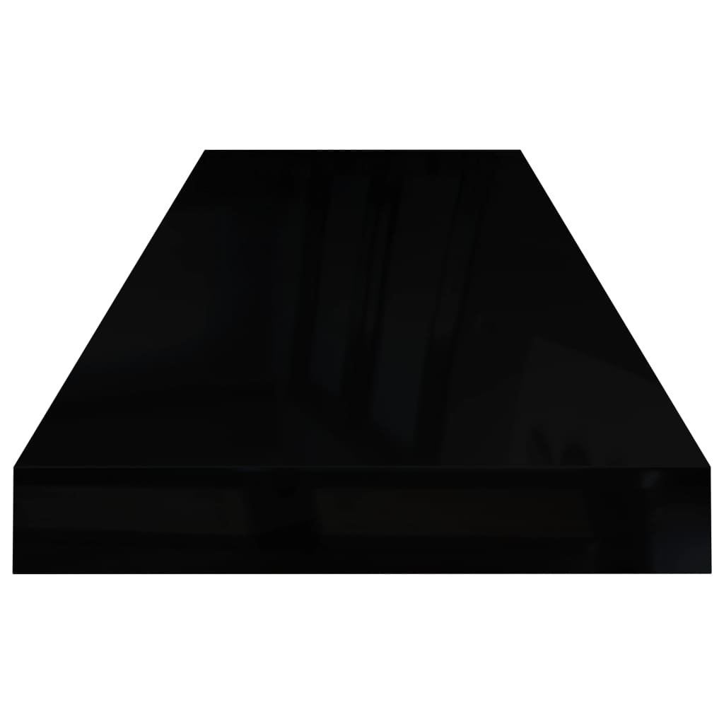 4 db magasfényű fekete mdf fali polc 80 x 23,5 x 3,8 cm