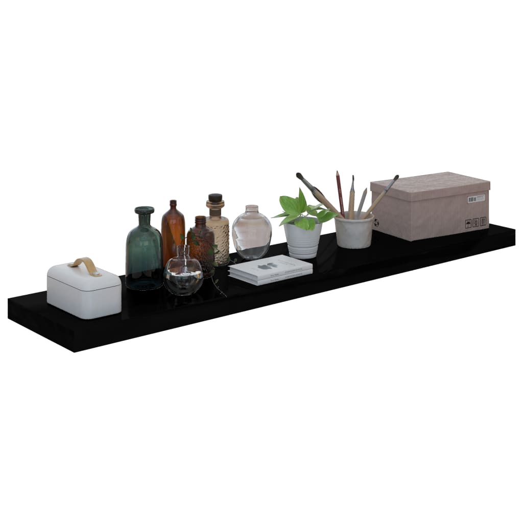 4 db magasfényű fekete mdf fali polc 120 x 23,5 x 3,8 cm 4 db magasfényű fekete mdf fali polc 120 x 23,5 x 3,8 cm