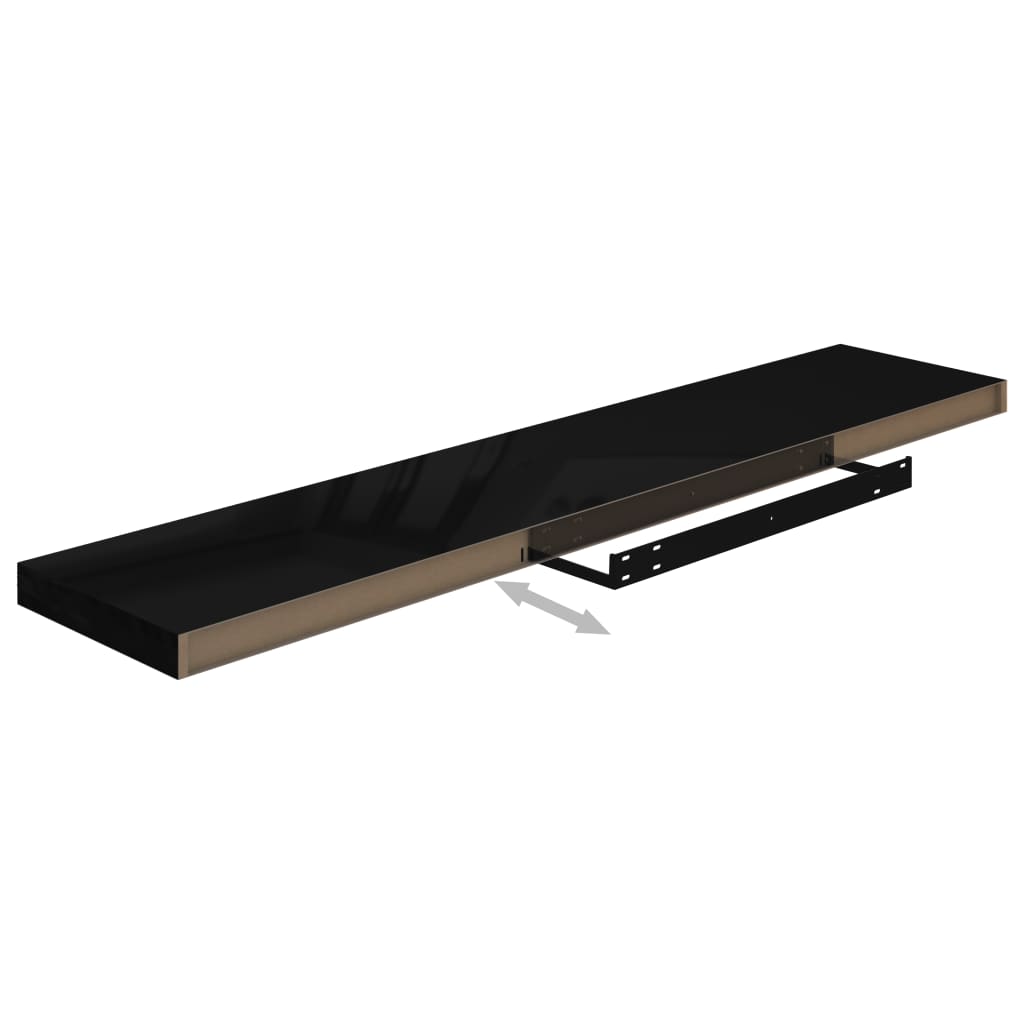 4 db magasfényű fekete mdf fali polc 120 x 23,5 x 3,8 cm 4 db magasfényű fekete mdf fali polc 120 x 23,5 x 3,8 cm