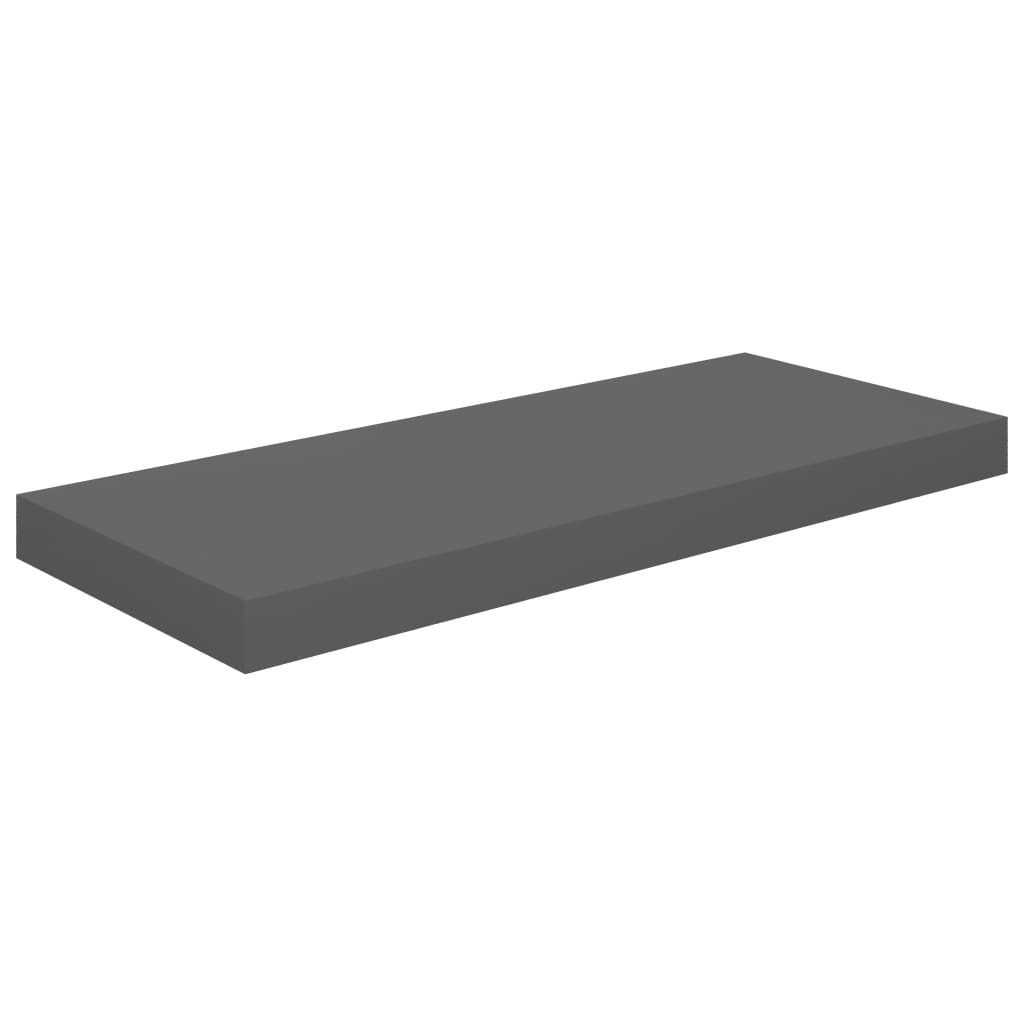 2 db magasfényű szürke mdf fali polc 60 x 23,5 x 3,8 cm