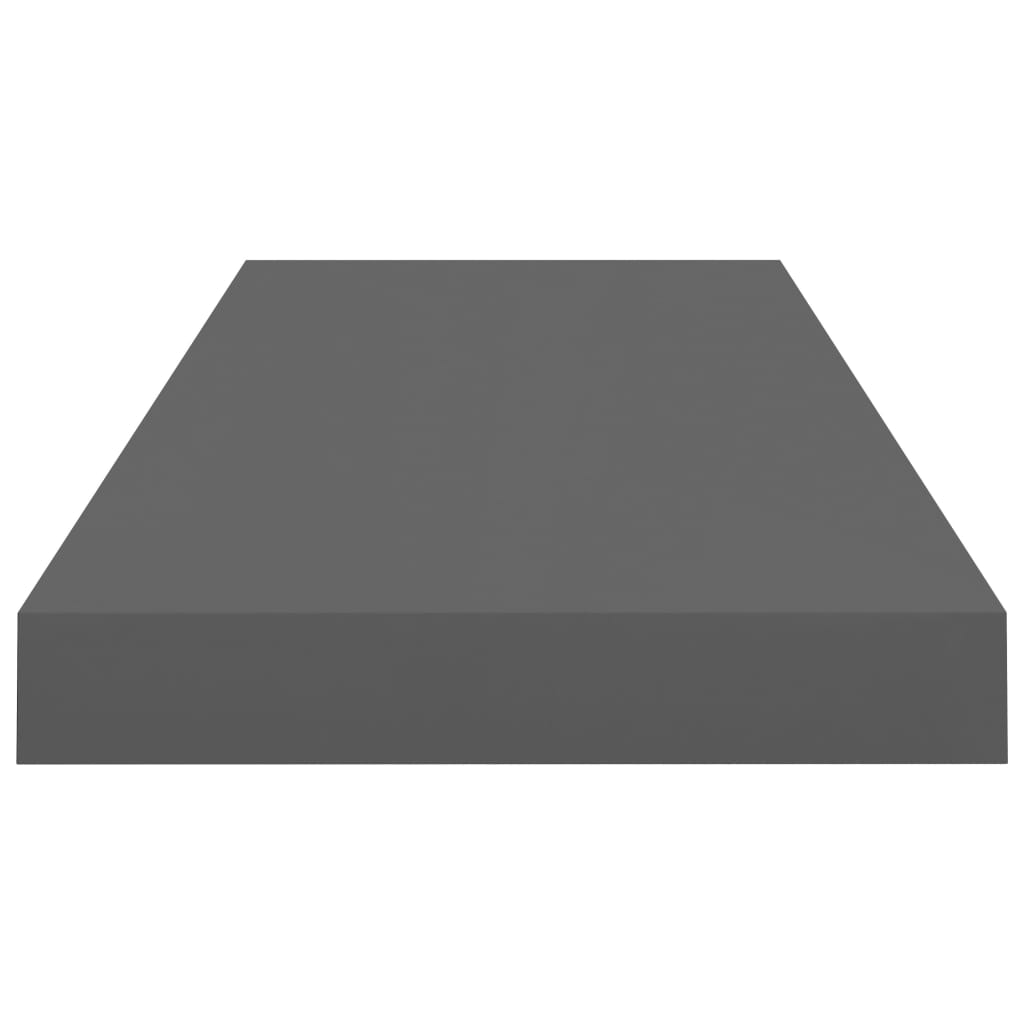 2 db magasfényű szürke mdf fali polc 60 x 23,5 x 3,8 cm
