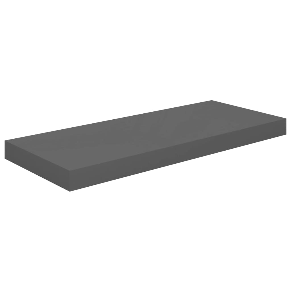 4 db magasfényű szürke mdf fali polc 60 x 23,5 x 3,8 cm