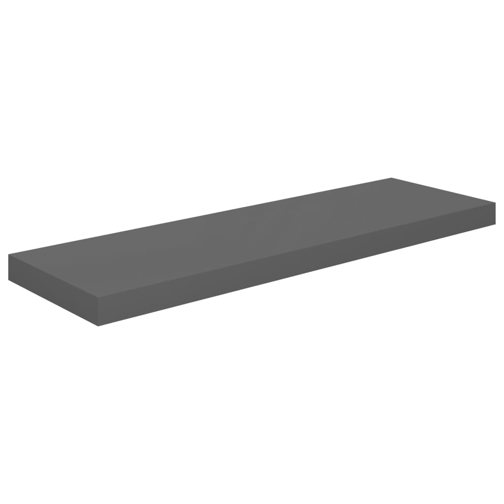 4 db magasfényű szürke mdf fali polc 80 x 23,5 x 3,8 cm
