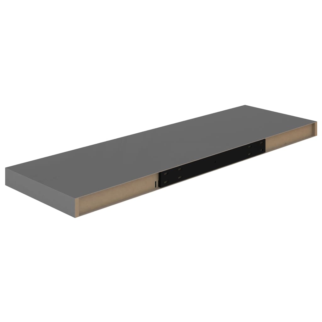 4 db magasfényű szürke mdf fali polc 80 x 23,5 x 3,8 cm