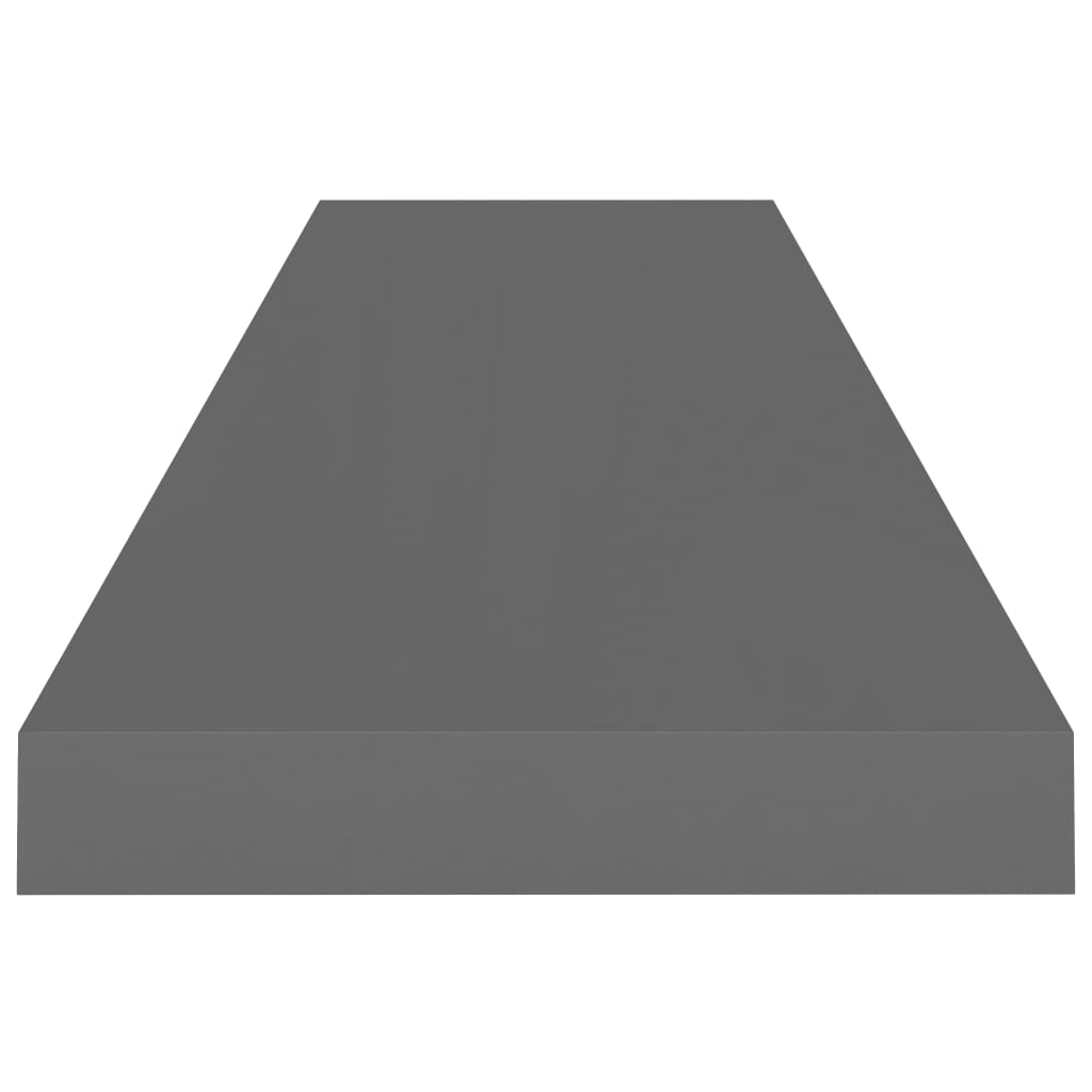 2 db magasfényű szürke mdf fali polc 90 x 23,5 x 3,8 cm