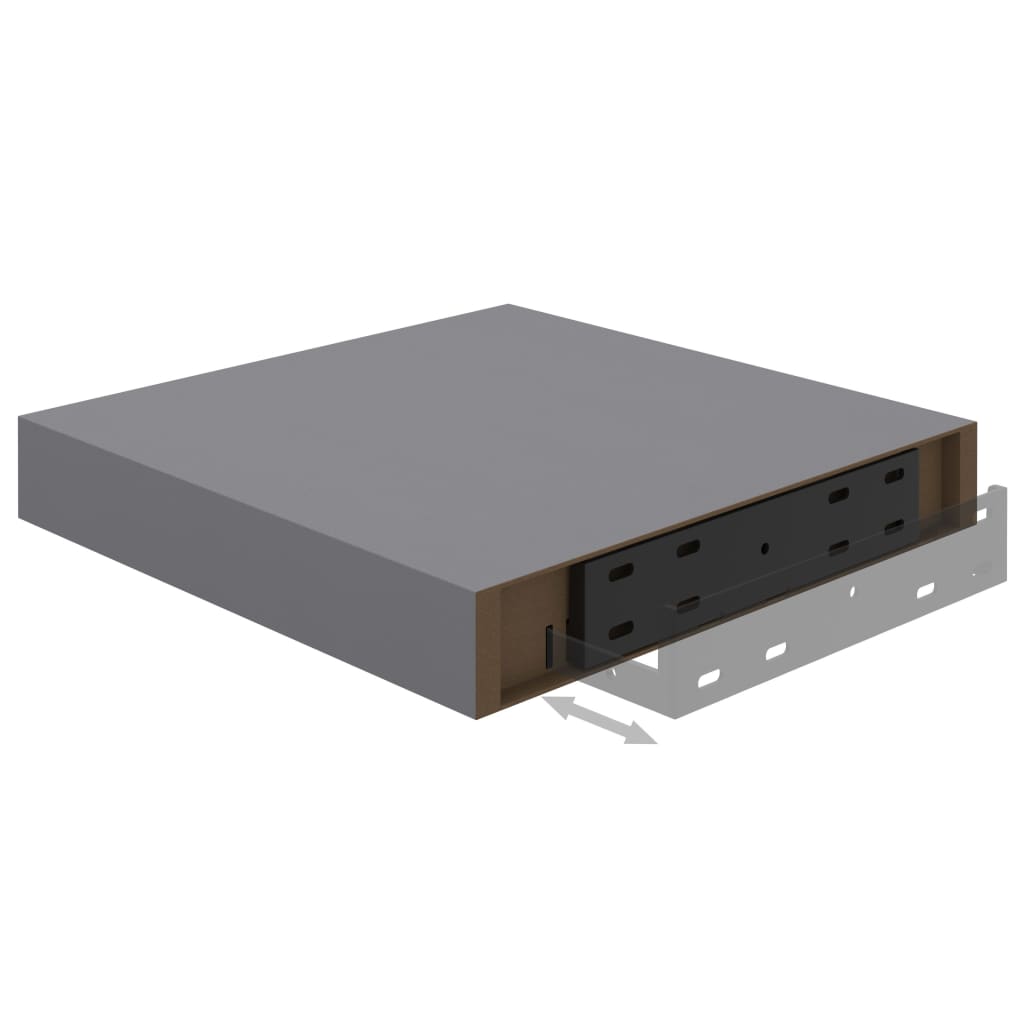2 db szürke mdf fali polc 23 x 23,5 x 3,8 cm