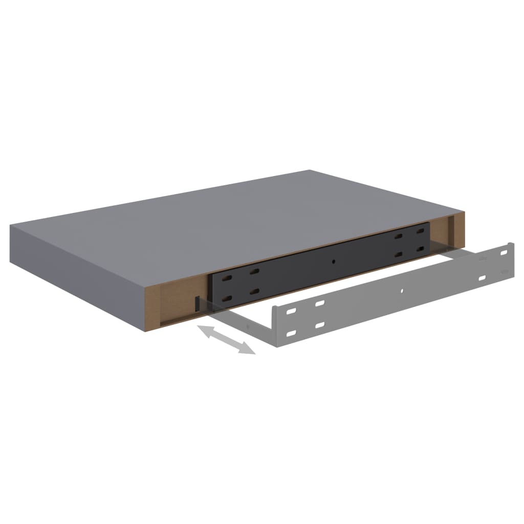 2 db szürke mdf lebegő fali polc 40 x 23 x 3,8 cm