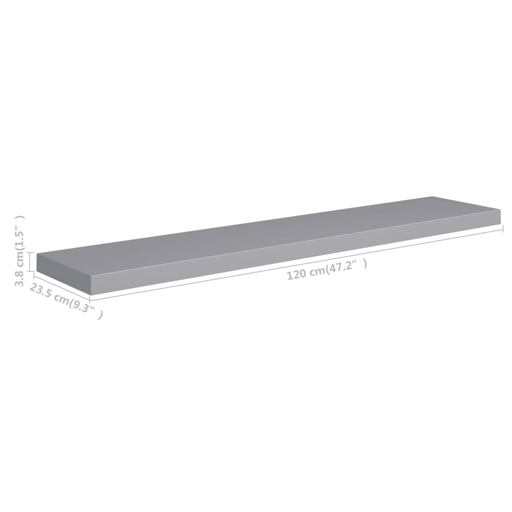 2 db szürke mdf fali polc 120 x 23,5 x 3,8 cm 2 db szürke mdf fali polc 120 x 23,5 x 3,8 cm
