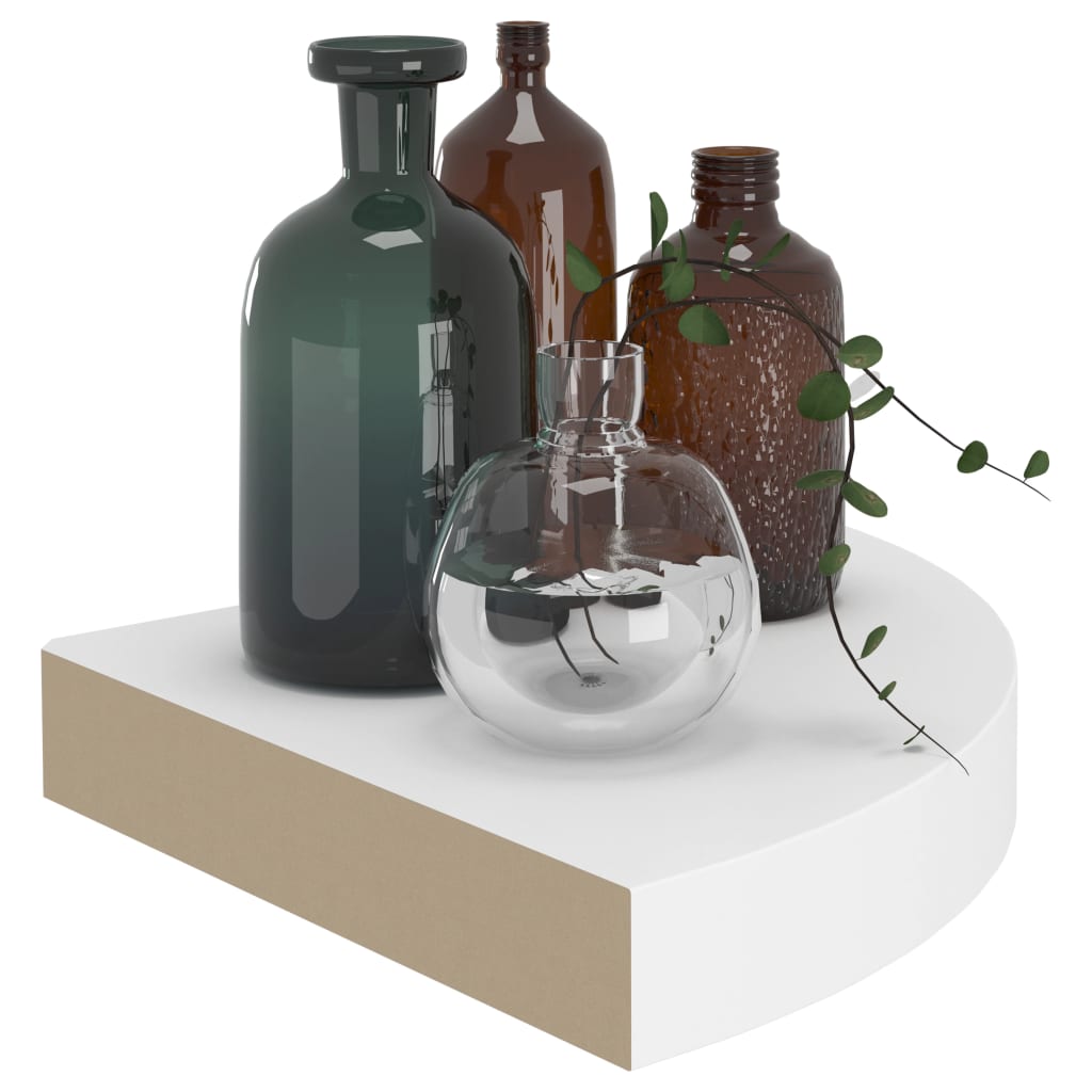 2 db fehér mdf lebegő sarokpolc 25 x 25 x 3,8 cm