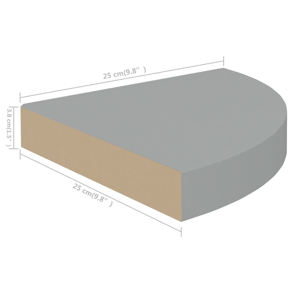 2 db szürke mdf lebegő sarokpolc 25 x 25 x 3,8 cm 2 db szürke mdf lebegő sarokpolc 25 x 25 x 3,8 cm