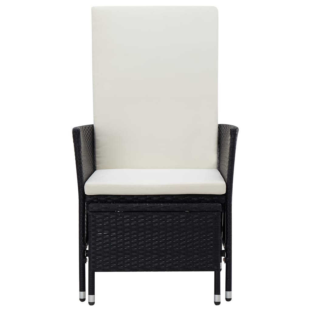 2 részes fekete polyrattan kerti bútorszett párnákkal
