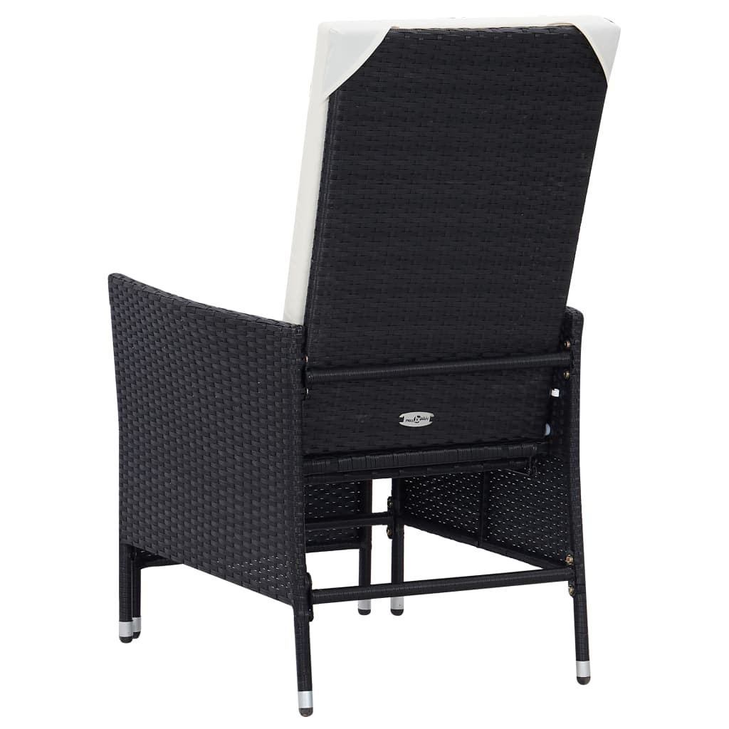 2 részes fekete polyrattan kerti bútorszett párnákkal