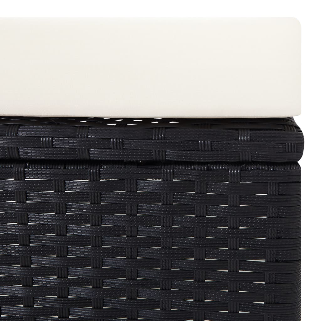 2 részes fekete polyrattan kerti bútorszett párnákkal