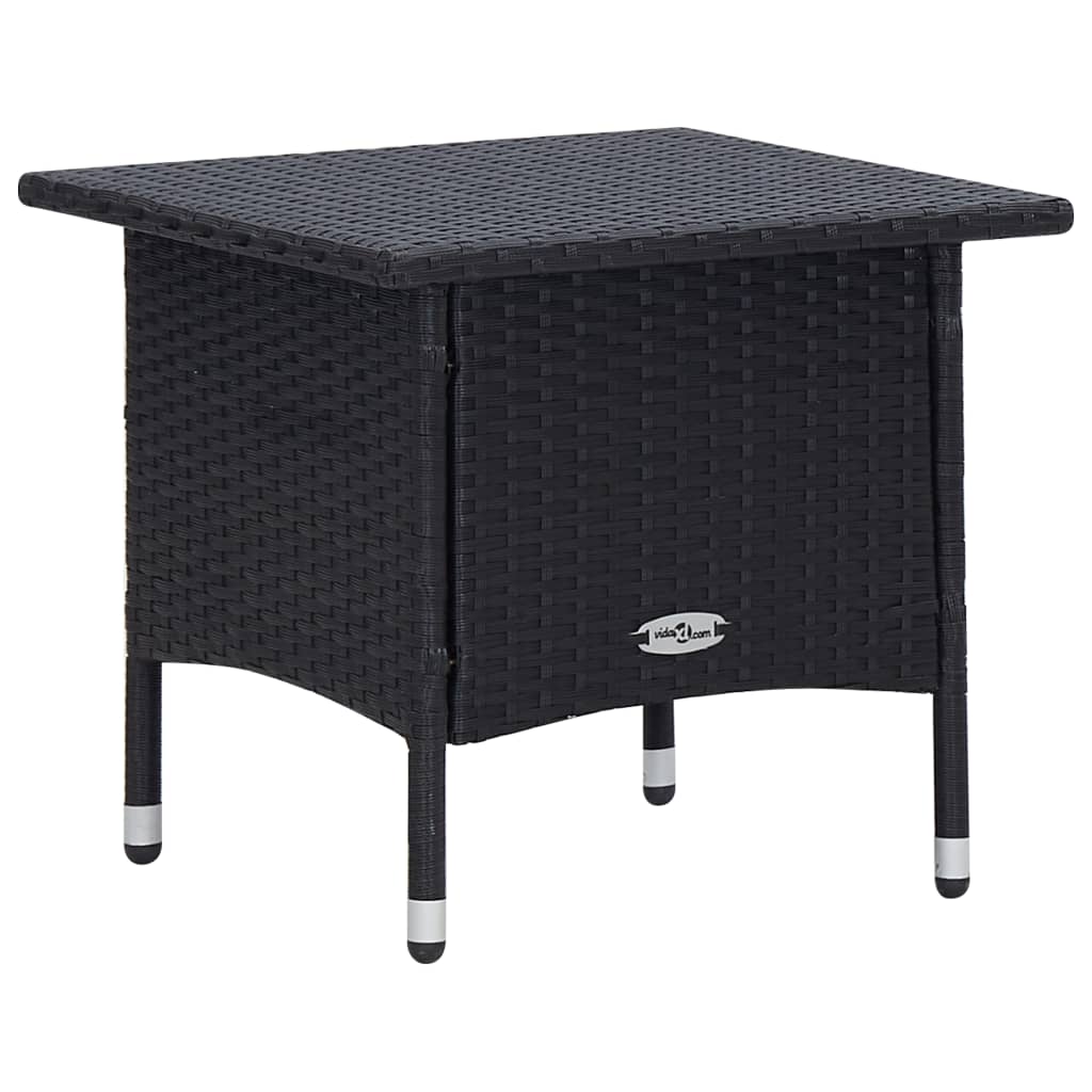 2 részes fekete polyrattan kerti bútorszett párnákkal