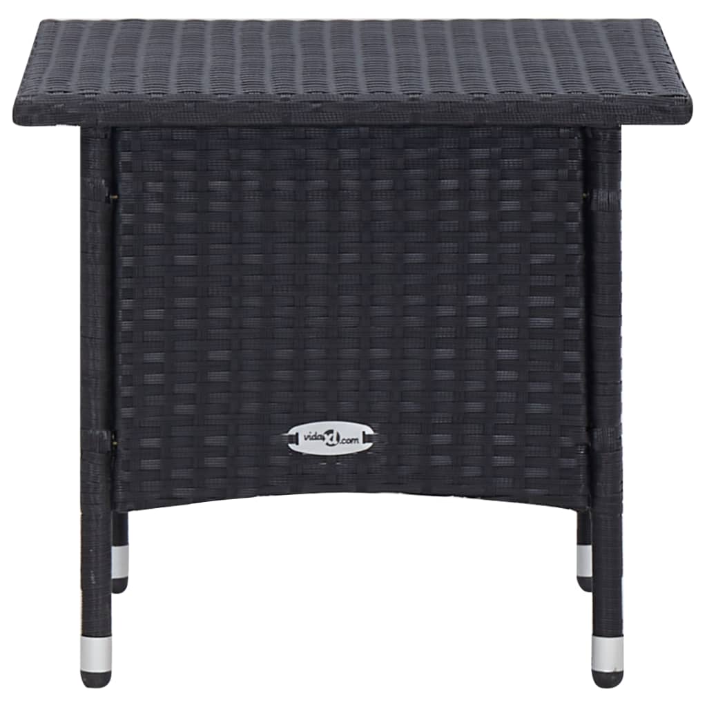 2 részes fekete polyrattan kerti bútorszett párnákkal
