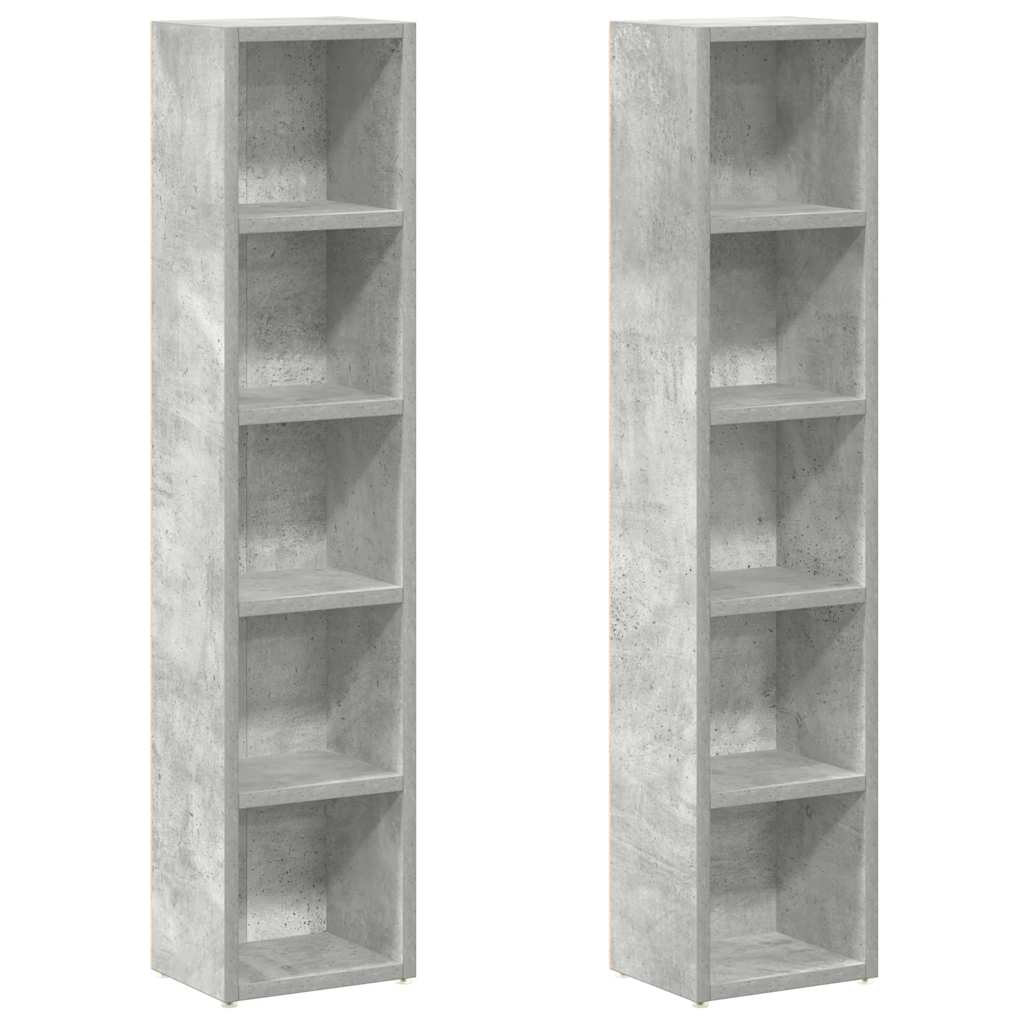 2 db betonszürke forgácslap cd-tartó szekrény 21 x 16 x 93,5 cm