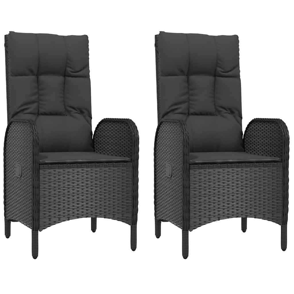 2 db fekete polyrattan kültéri szék