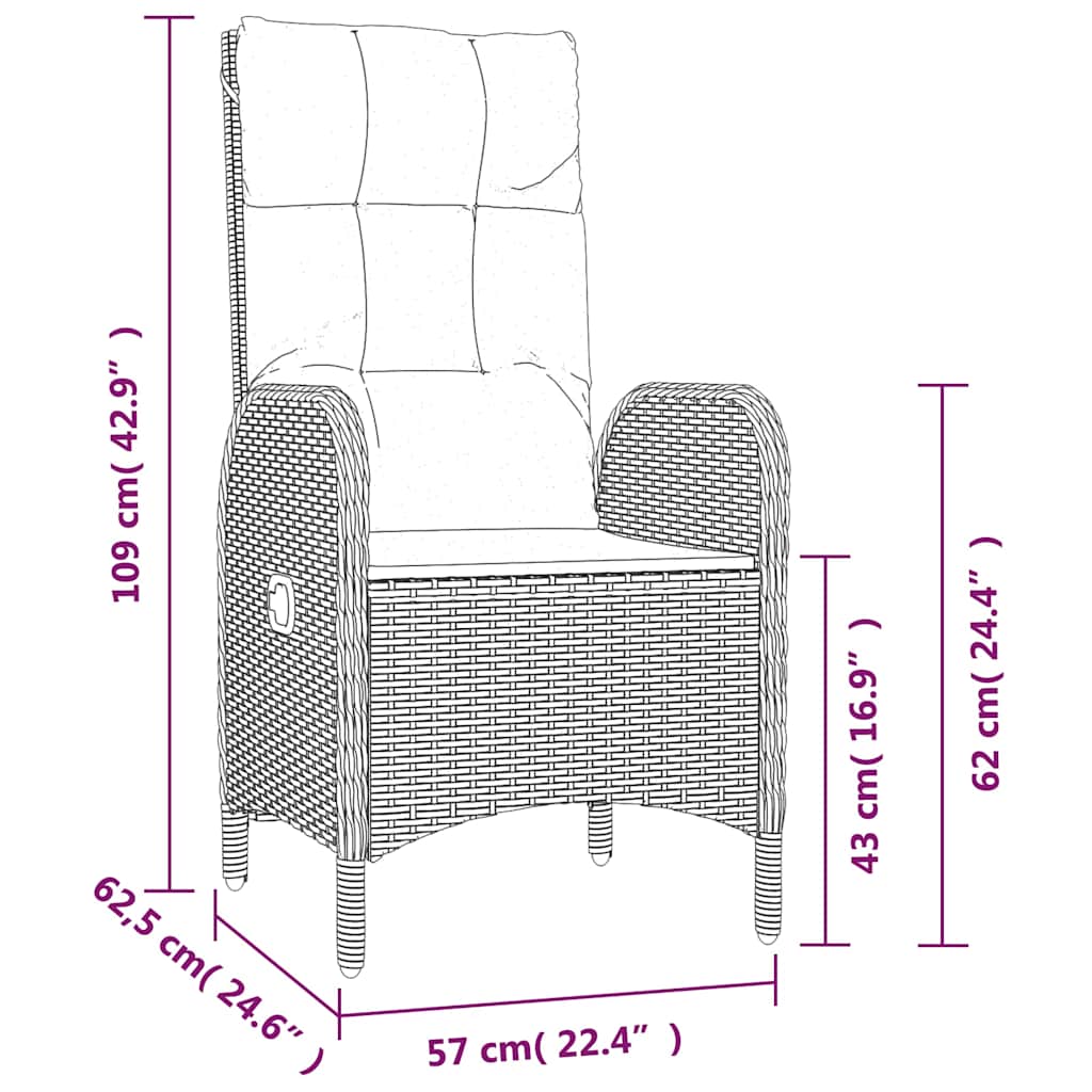 2 db fekete polyrattan kültéri szék