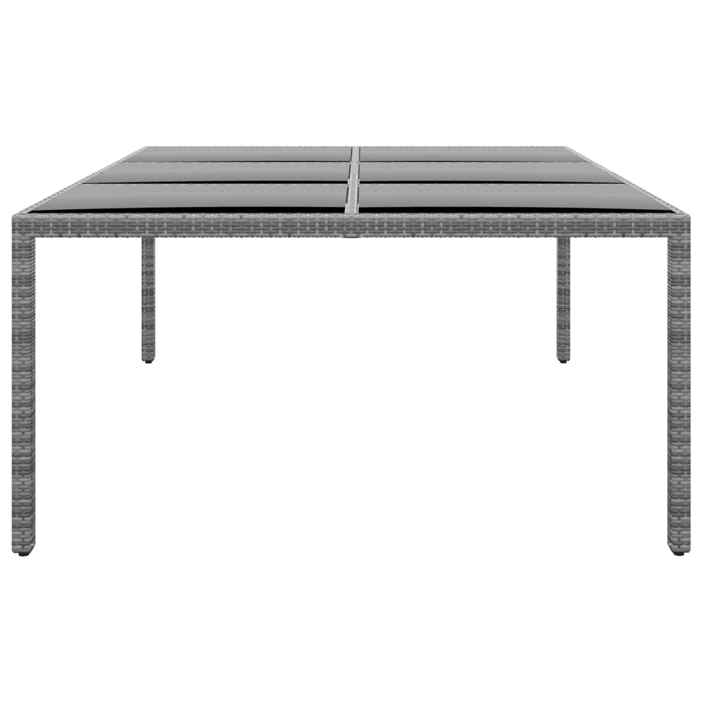 Szürke polyrattan és edzett üveg kerti asztal 200 x 150 x 75 cm
