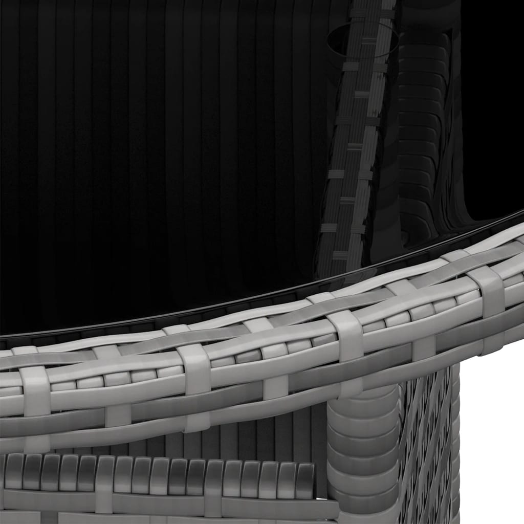 Szürke polyrattan és edzett üveg kerti asztal ø80 x 75 cm