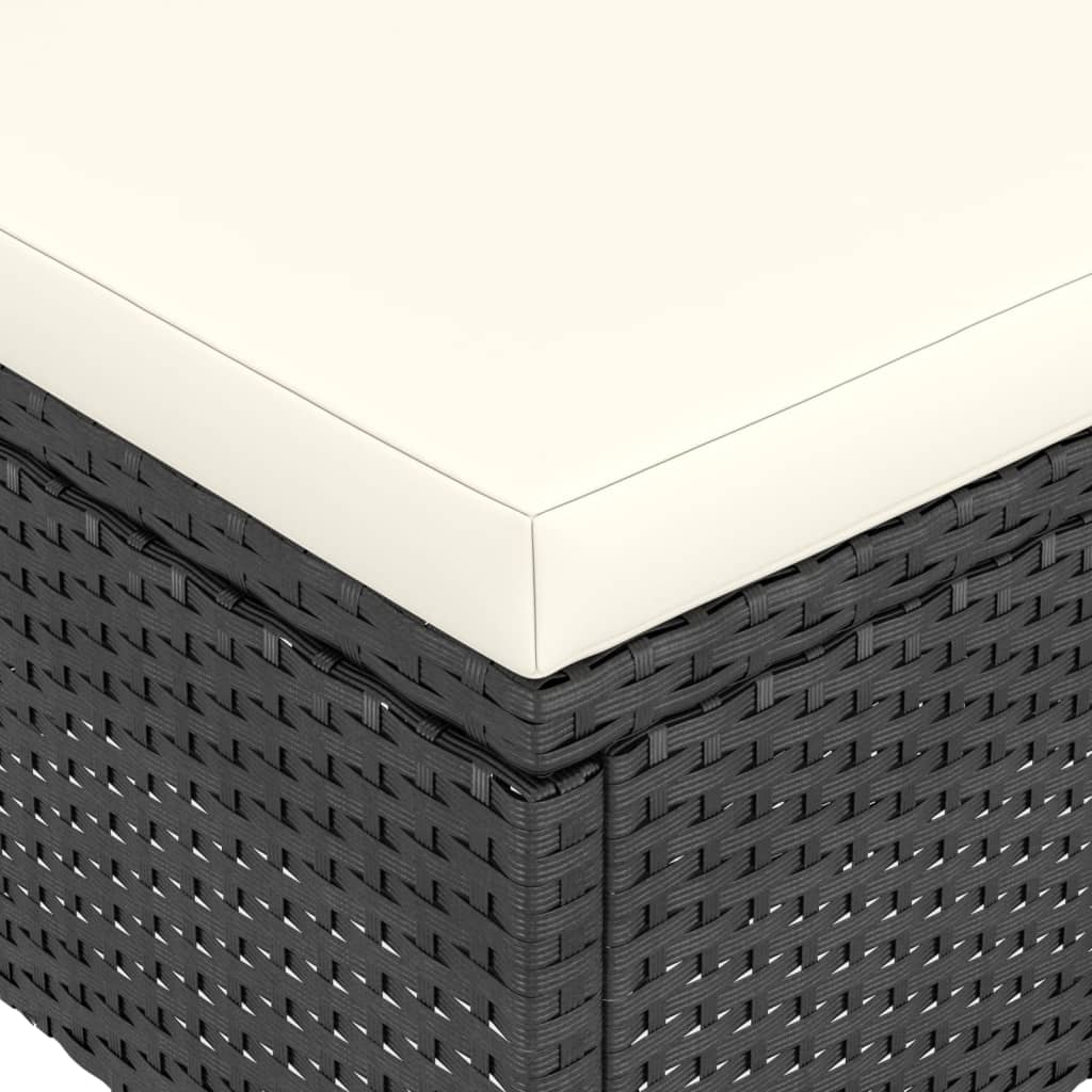 4 részes fekete polyrattan kerti szék- és zsámolyszett