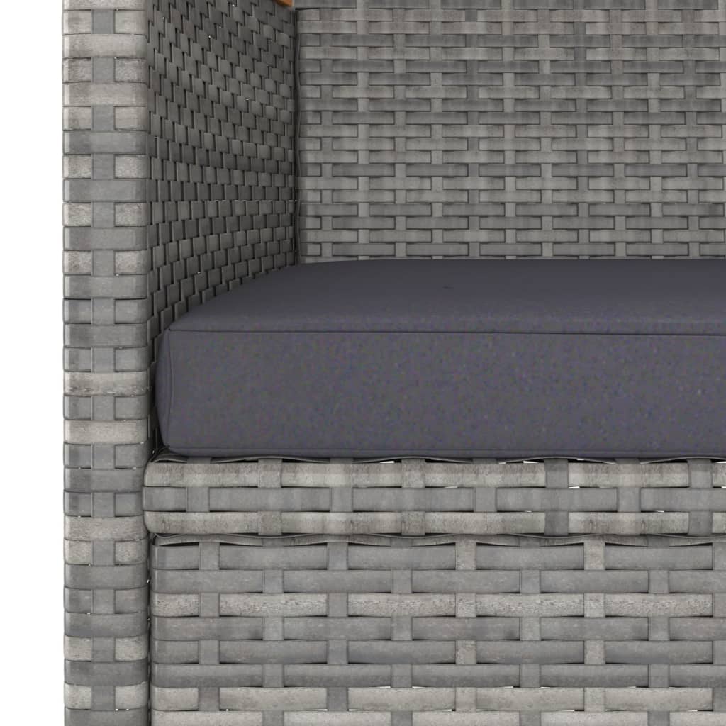 4 részes szürke kerti polyrattan szék- és zsámolyszett