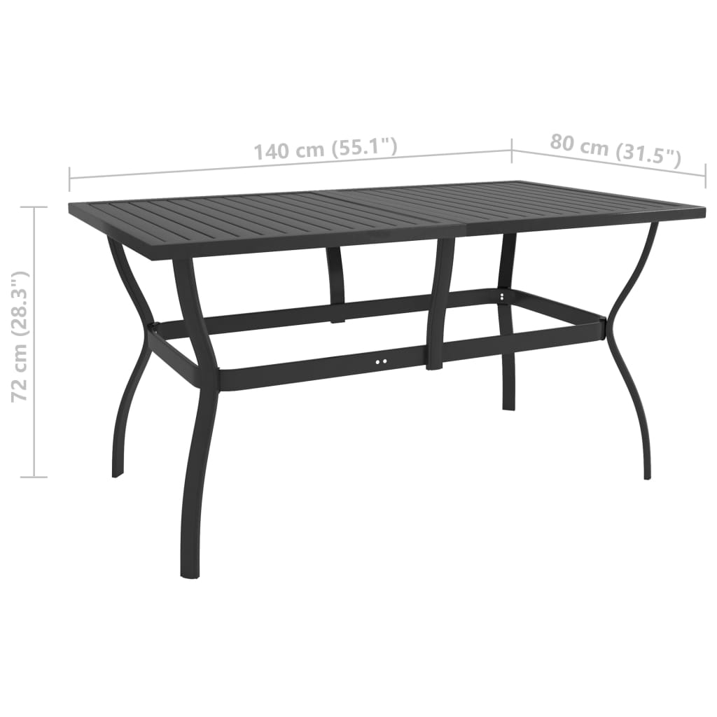 Antracitszürke acél kerti asztal 140 x 80 x 72 cm Antracitszürke acél kerti asztal 140 x 80 x 72 cm