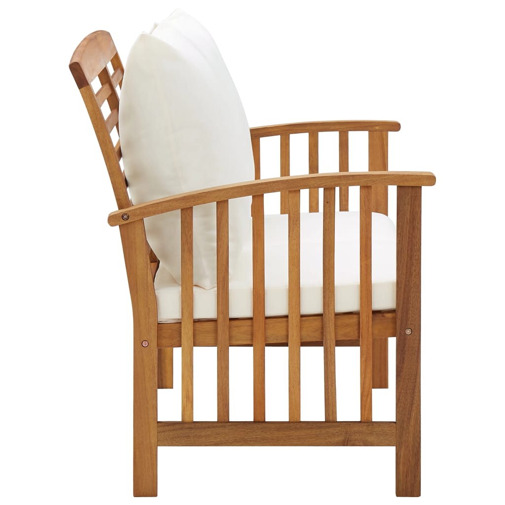 Tömör akácfa kerti pad párnákkal 119 cm