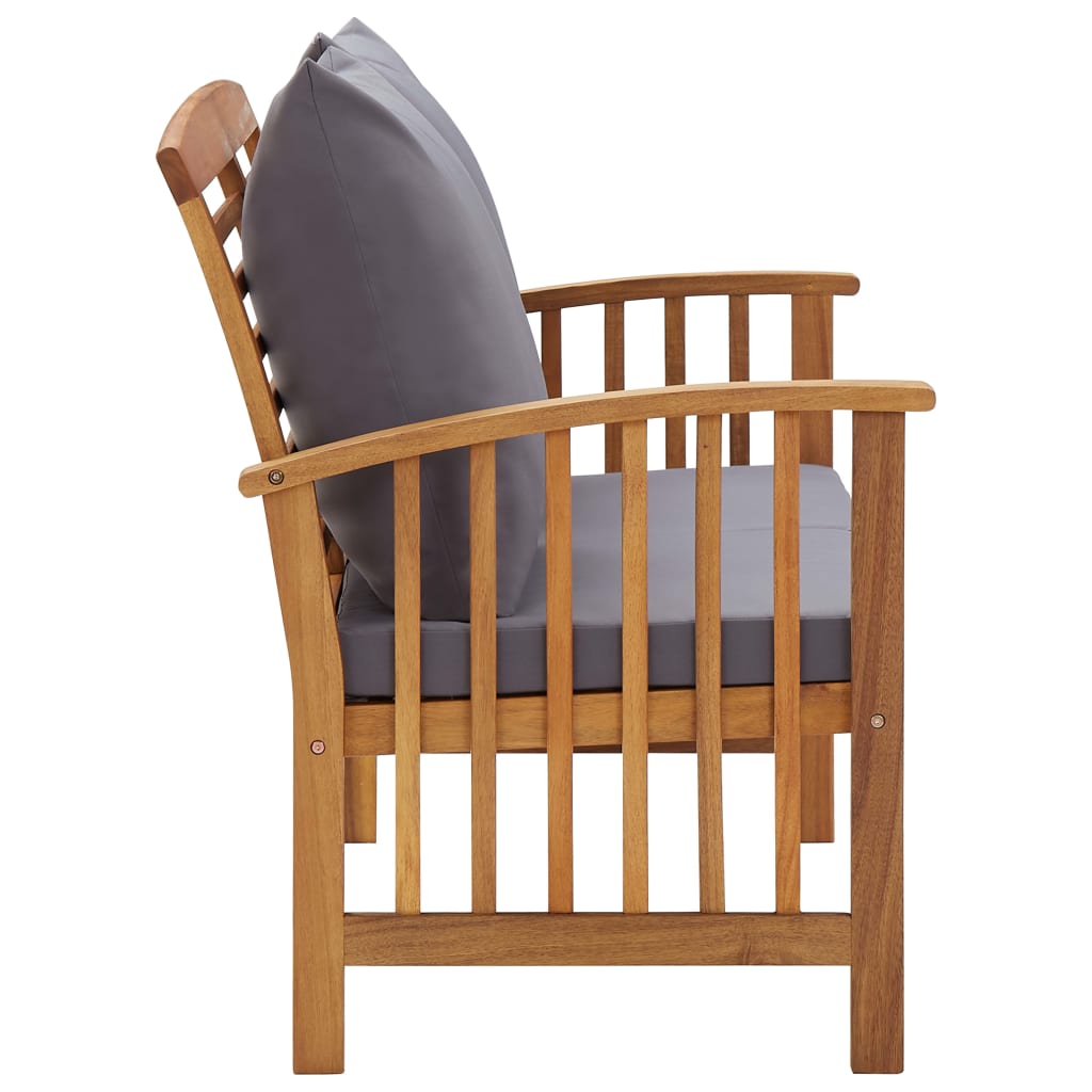 Tömör akácfa kerti pad párnákkal 119 cm