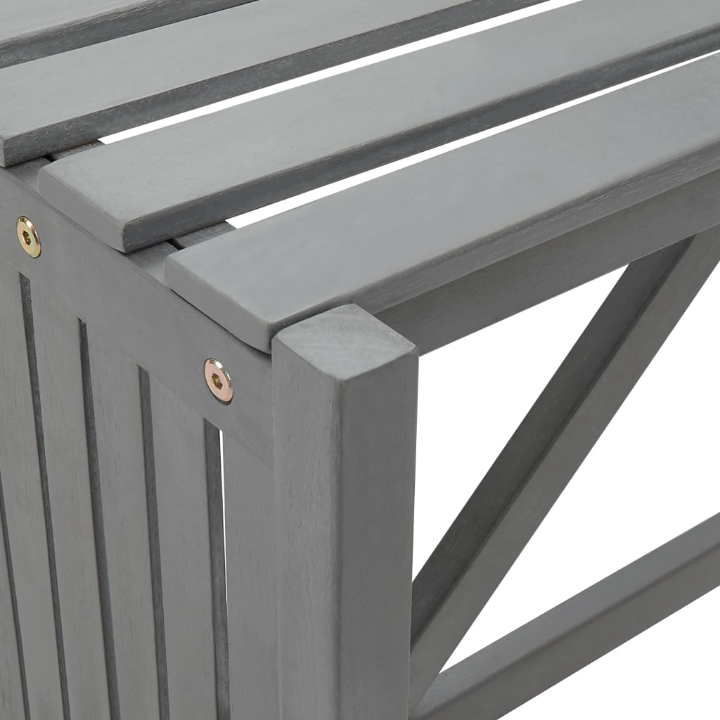 Szürke tömör akácfa kerti sarokpad ültetővel 117 cm