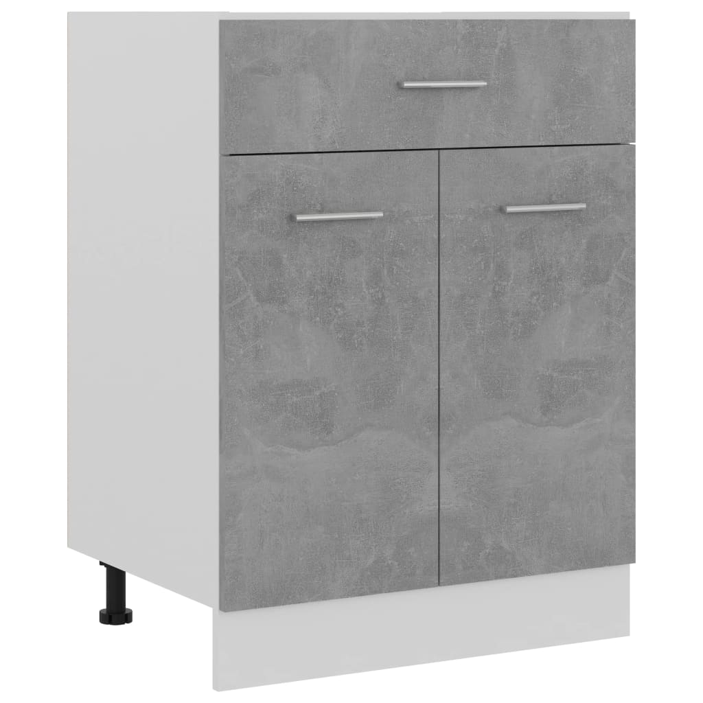 Betonszürke szerelt fa fiókos alsószekrény 60 x 46 x 81,5 cm