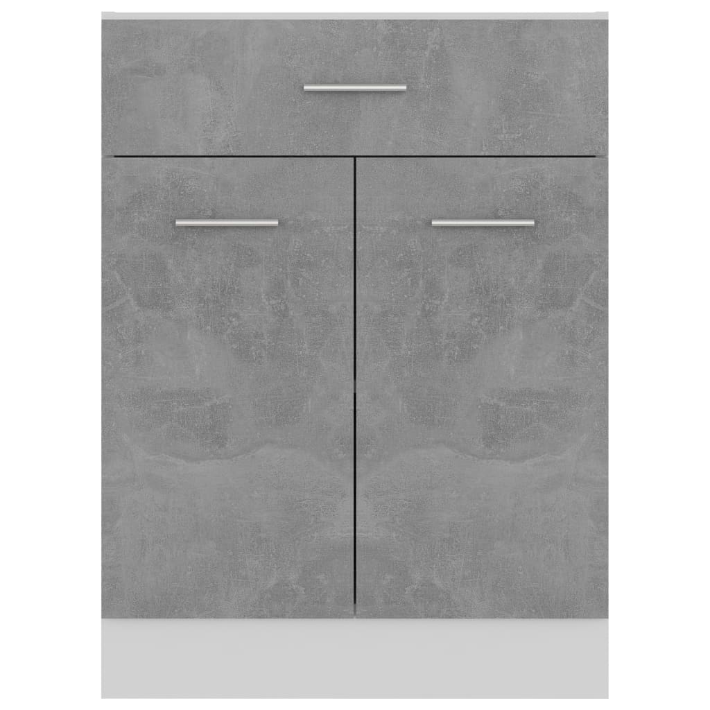 Betonszürke szerelt fa fiókos alsószekrény 60 x 46 x 81,5 cm