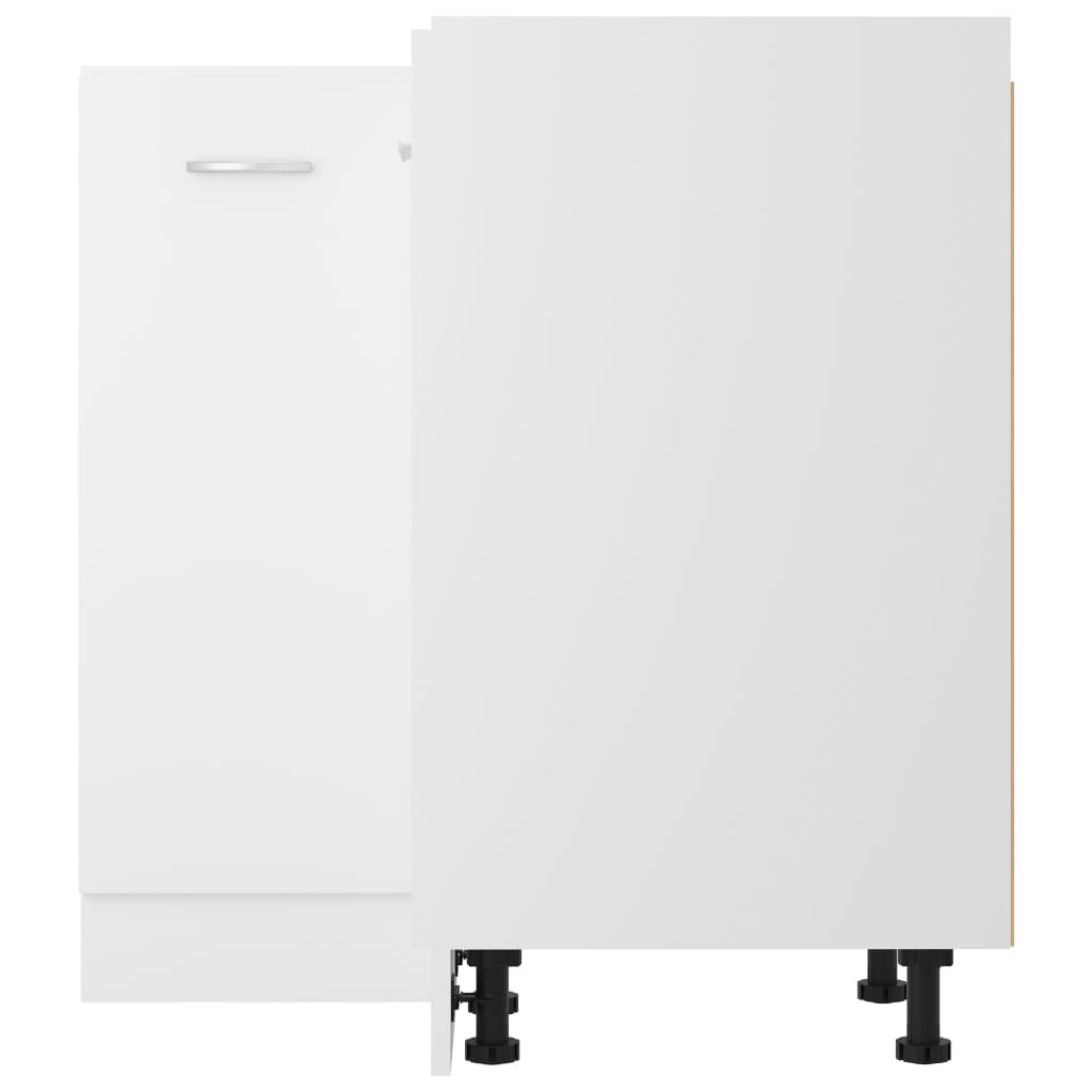 Fehér forgácslap alsó sarokszekrény 75,5 x 75,5 x 80,5 cm