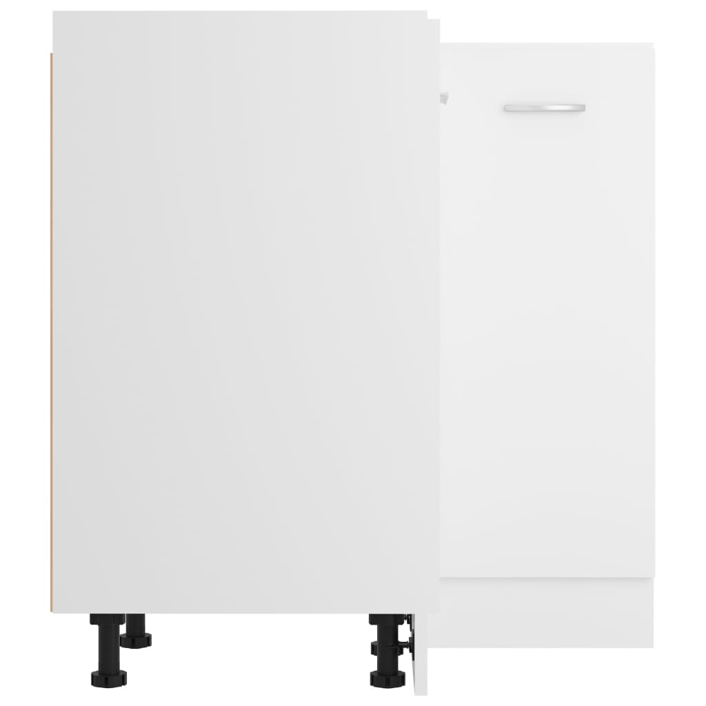 Fehér forgácslap alsó sarokszekrény 75,5 x 75,5 x 80,5 cm