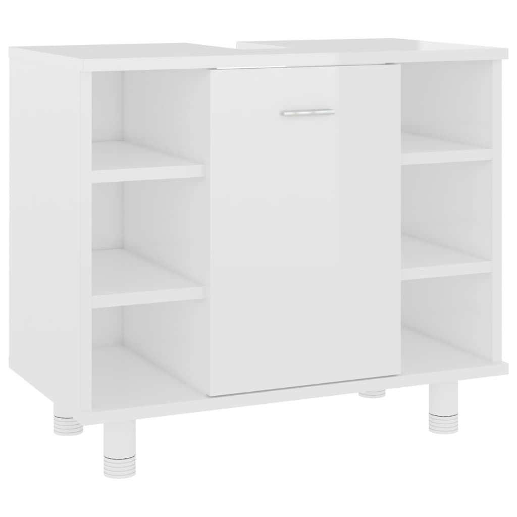Magasfényű fehér forgácslap fürdőszobaszekrény 60x32x53,5 cm