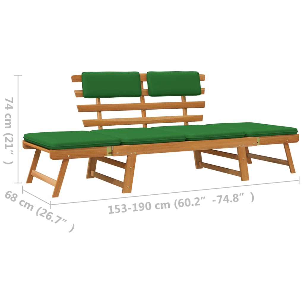 2 az 1-ben tömör akácfa kerti pad párnákkal 190 cm 2 az 1-ben tömör akácfa kerti pad párnákkal 190 cm