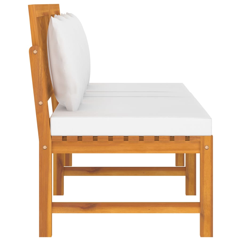 Tömör akácfa kanapé krémszínű párnákkal 200 x 60 x 75 cm Tömör akácfa kanapé krémszínű párnákkal 200 x 60 x 75 cm