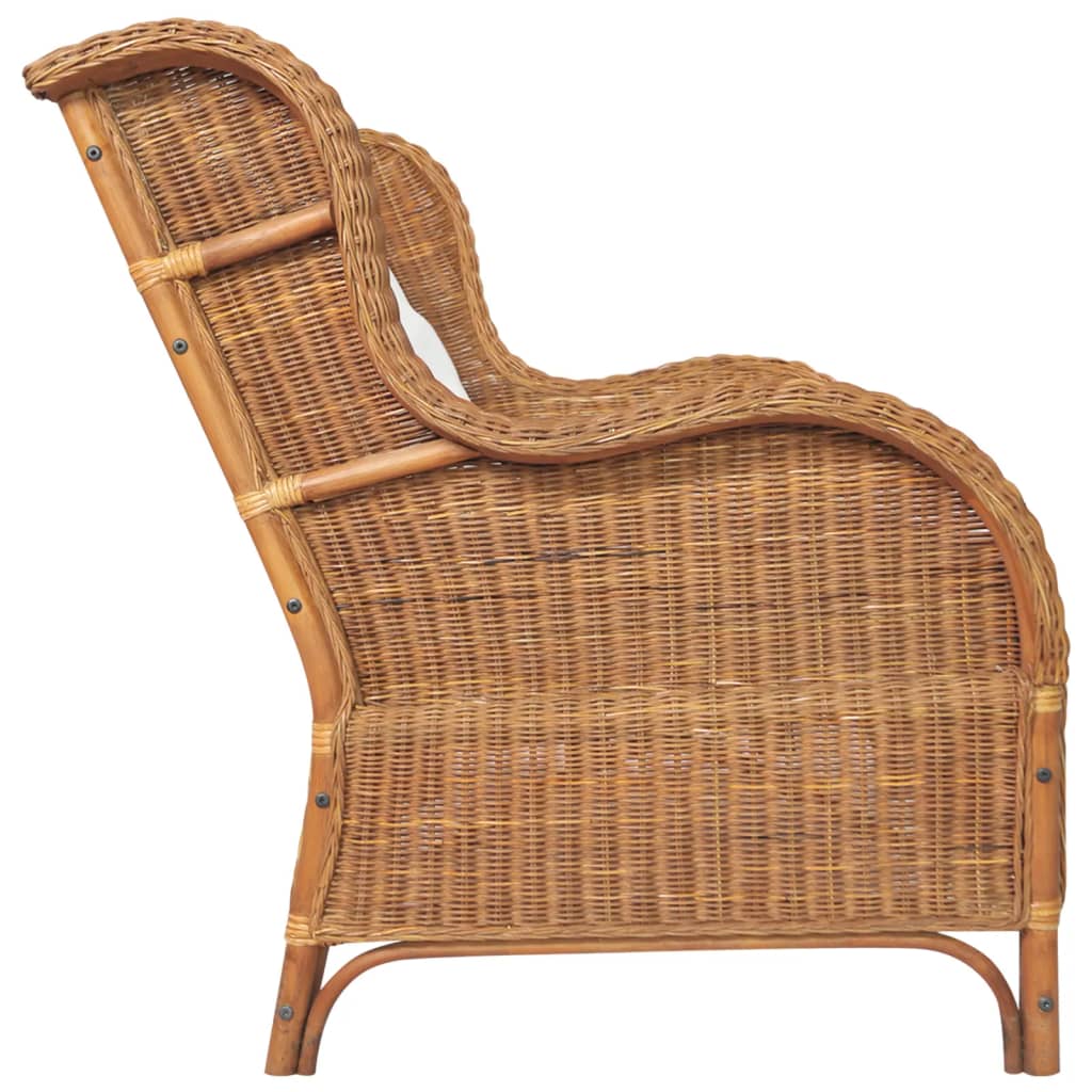 Világosbarna kétszemélyes természetes rattan-vászon kanapészett Világosbarna kétszemélyes természetes rattan-vászon kanapészett