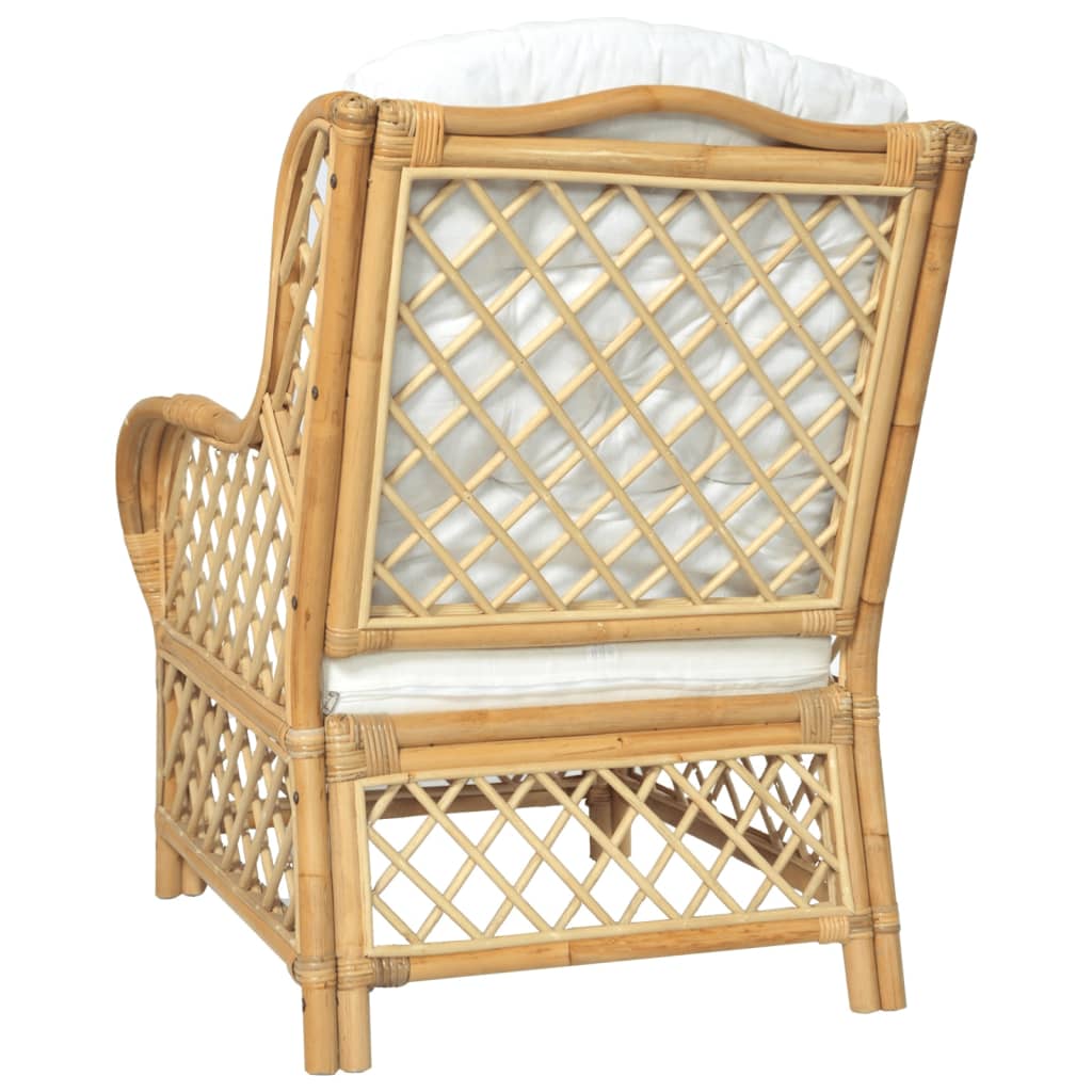 Természetes rattan és vászon kanapé párnával Természetes rattan és vászon kanapé párnával