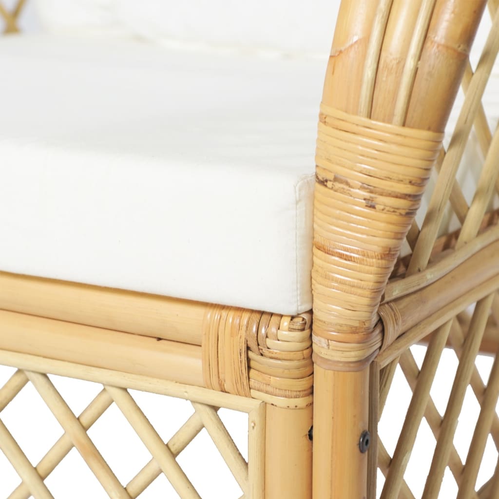 Természetes rattan és vászon kanapé párnával Természetes rattan és vászon kanapé párnával