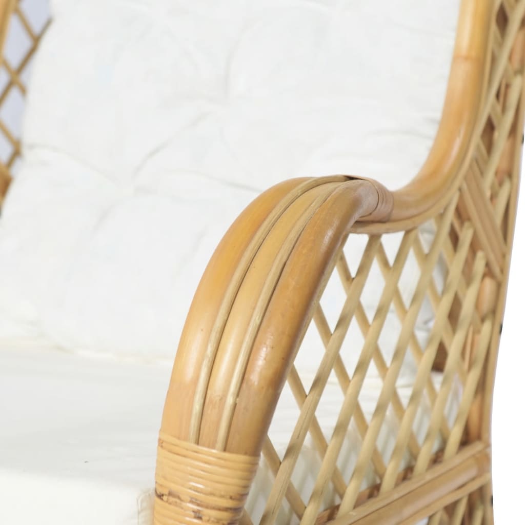 Természetes rattan és vászon kanapé párnával Természetes rattan és vászon kanapé párnával