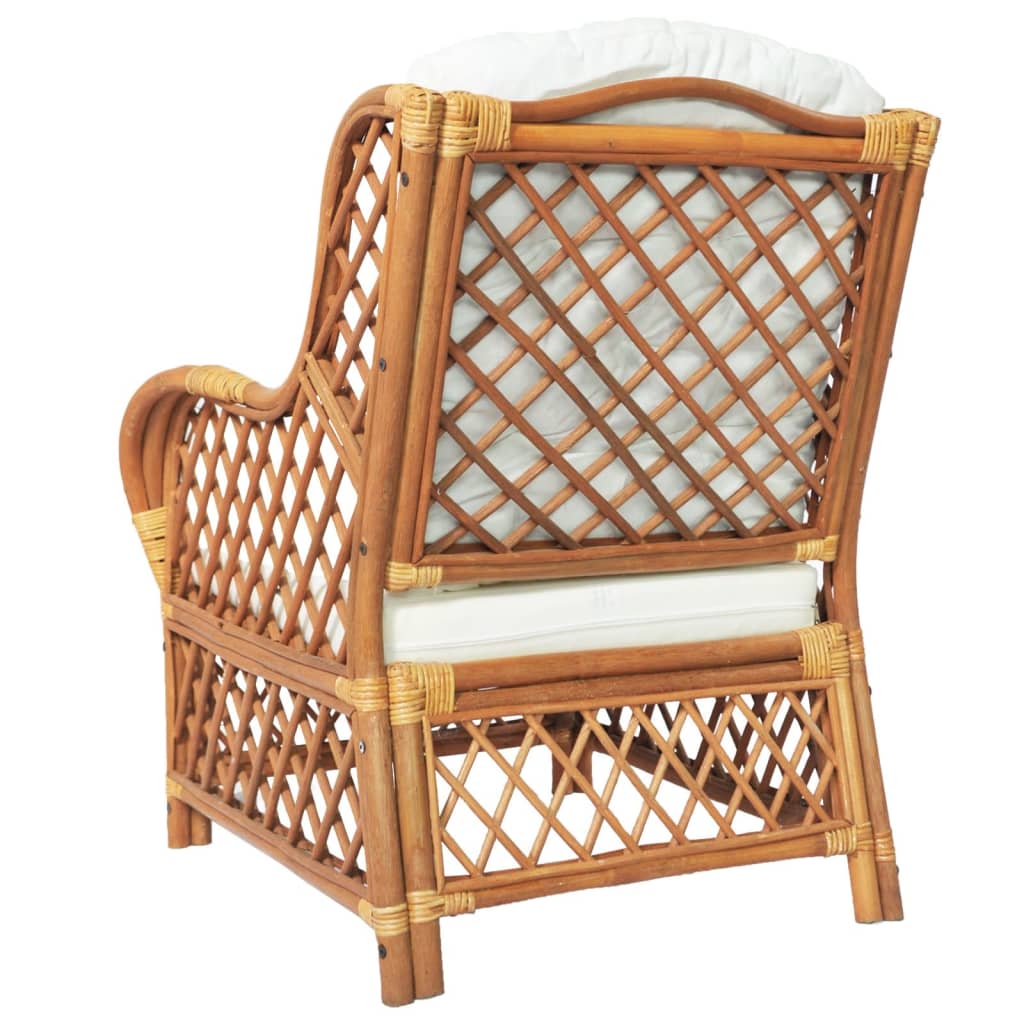 Világosbarna természetes rattan és vászon kanapé párnával Világosbarna természetes rattan és vászon kanapé párnával