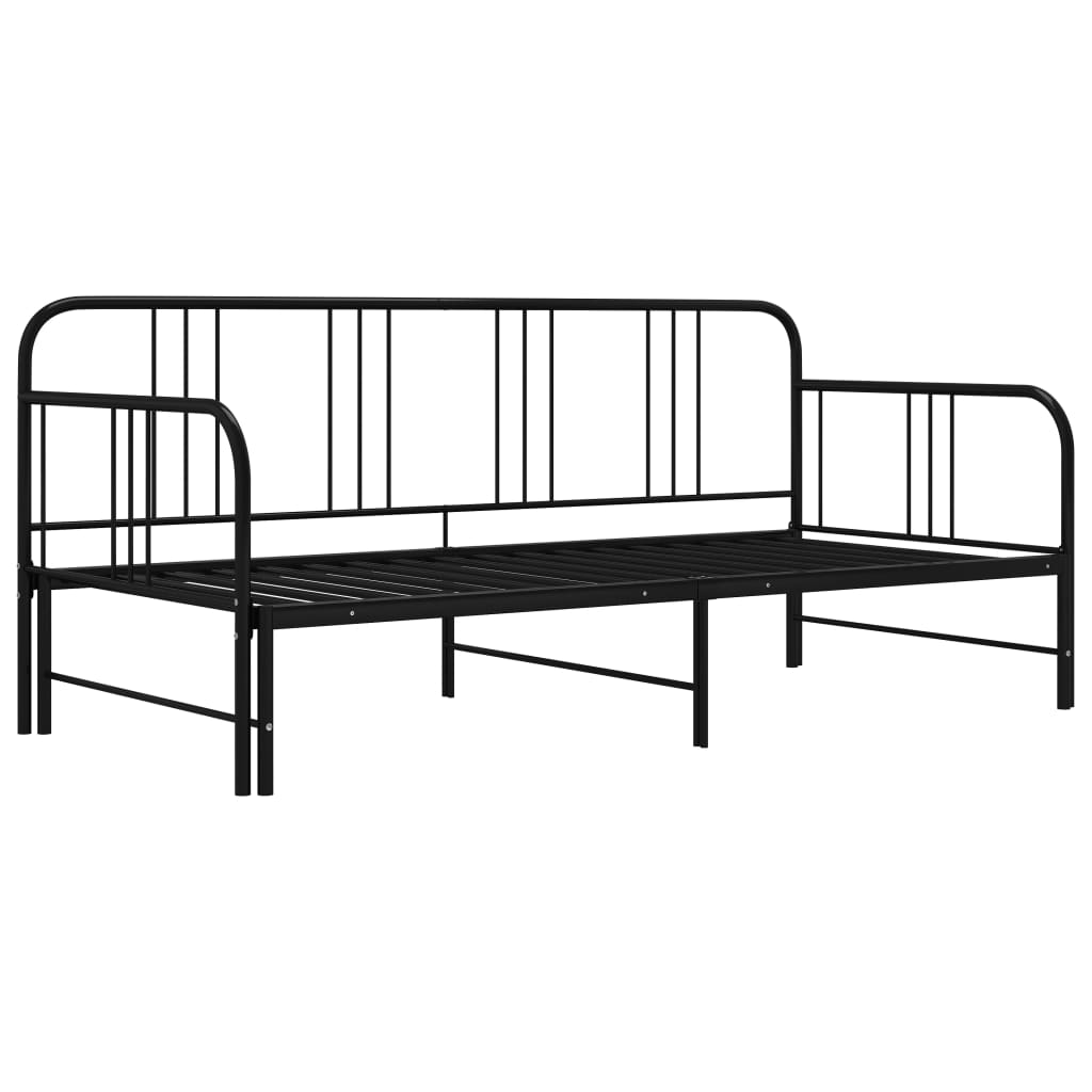 Fekete fém kihúzható kanapéágy-keret 90 x 200 cm