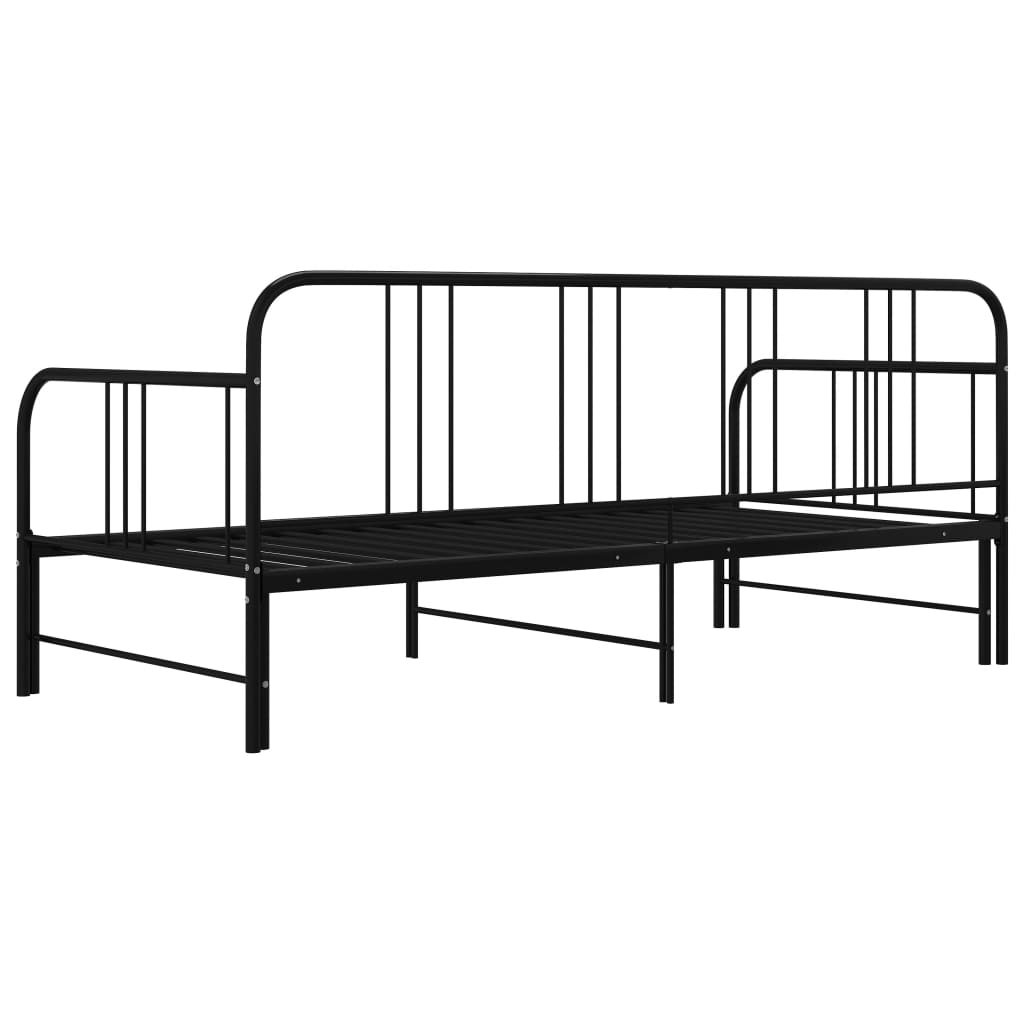 Fekete fém kihúzható kanapéágy-keret 90 x 200 cm