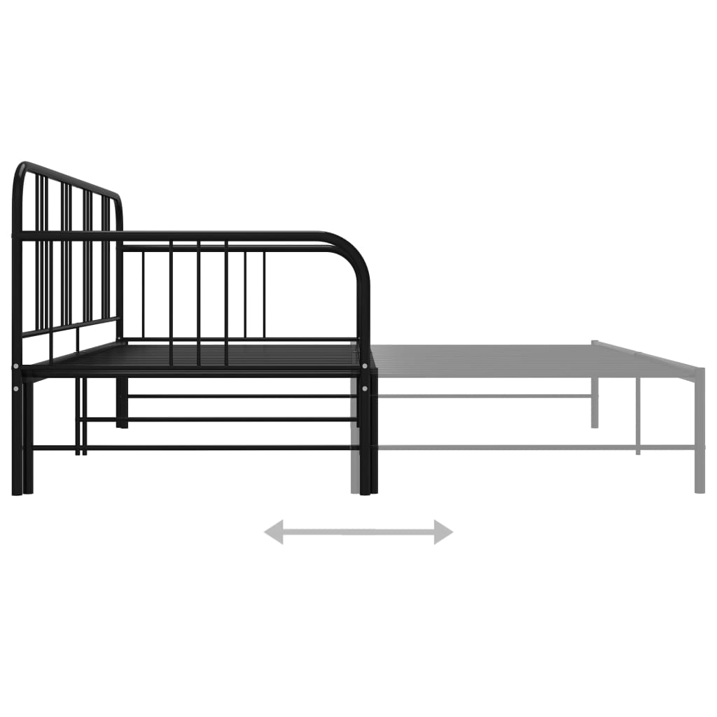 Fekete fém kihúzható kanapéágy-keret 90 x 200 cm