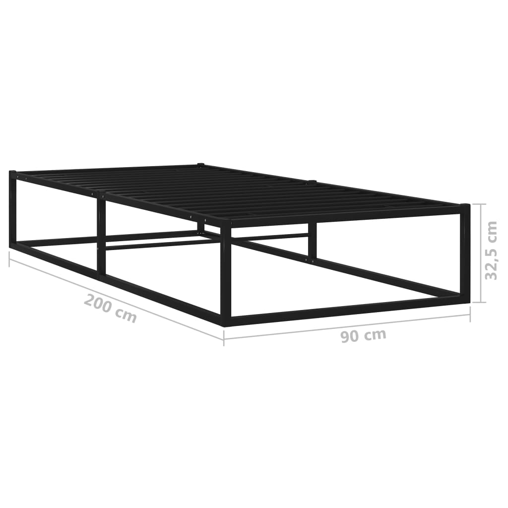 Fekete fém ágykeret 90 x 200 cm