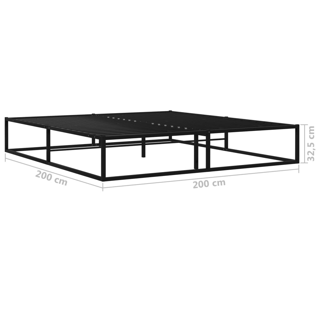 Fekete fém ágykeret 200 x 200 cm