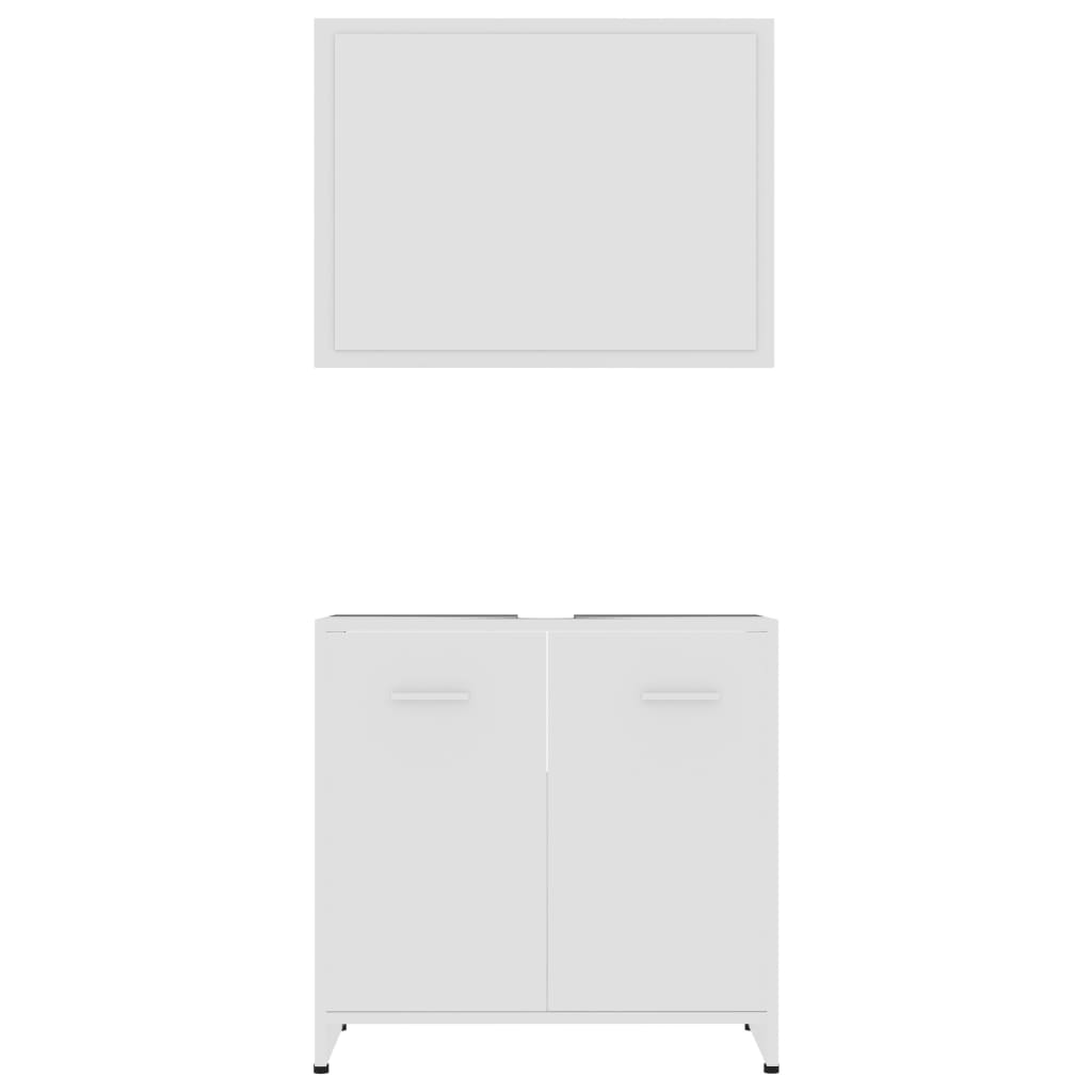 3 részes fehér forgácslap fürdőszobai bútorszett