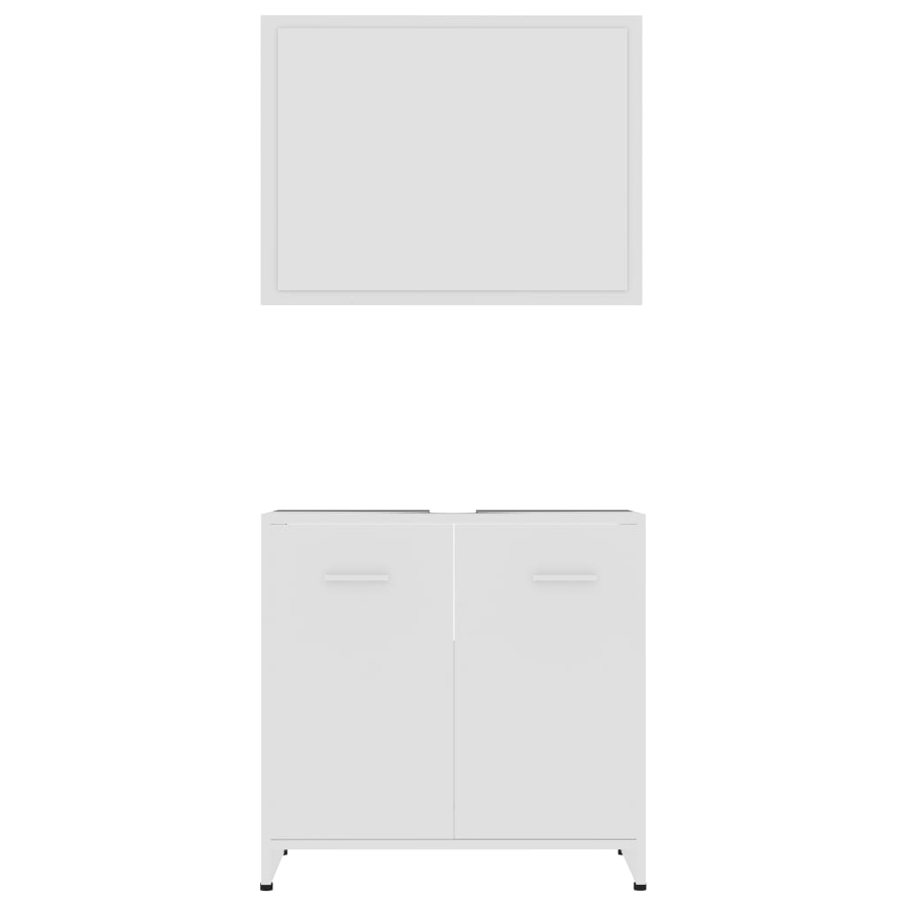 3 részes fehér forgácslap fürdőszobai bútorszett