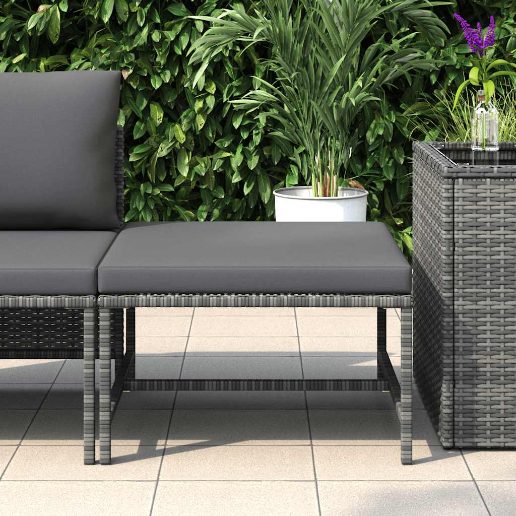 Szürke polyrattan elemes lábtartó párnával